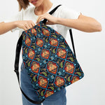 Indian Floral Paisley Pattern Print Drawstring Backpack