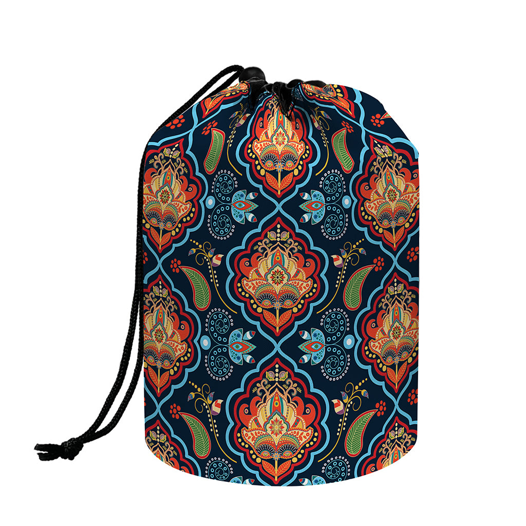 Indian Floral Paisley Pattern Print Drawstring Makeup Bag