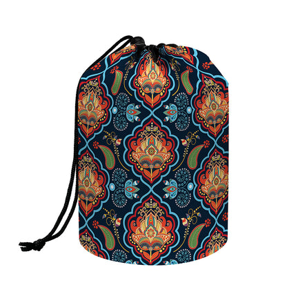 Indian Floral Paisley Pattern Print Drawstring Makeup Bag