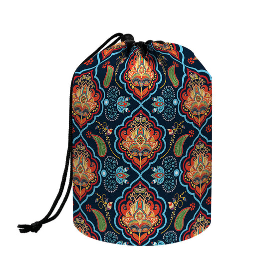 Indian Floral Paisley Pattern Print Drawstring Makeup Bag
