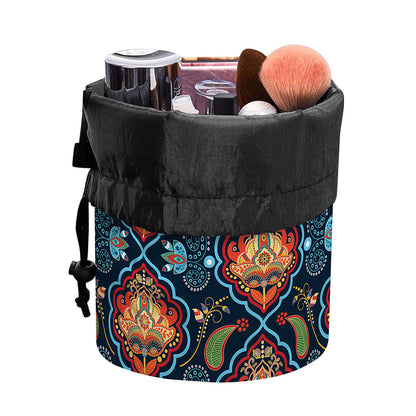 Indian Floral Paisley Pattern Print Drawstring Makeup Bag