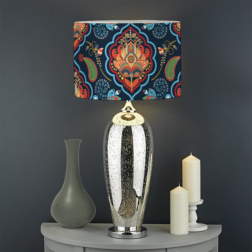 Indian Floral Paisley Pattern Print Drum Lamp Shade