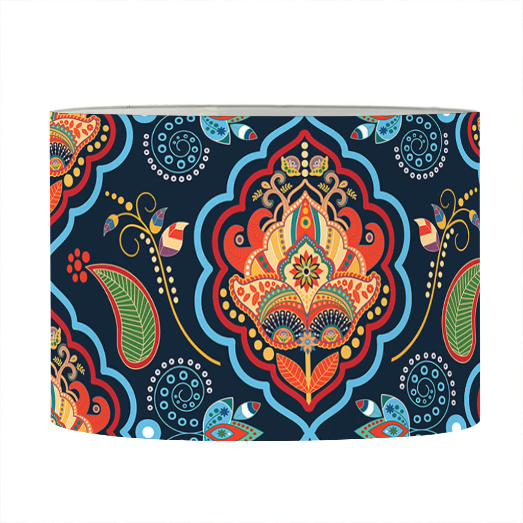 Indian Floral Paisley Pattern Print Drum Lamp Shade