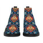Indian Floral Paisley Pattern Print Flat Ankle Boots
