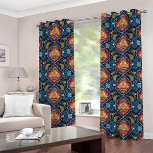 Indian Floral Paisley Pattern Print Grommet Curtains