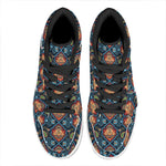 Indian Floral Paisley Pattern Print High Top Leather Sneakers