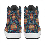 Indian Floral Paisley Pattern Print High Top Leather Sneakers