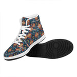 Indian Floral Paisley Pattern Print High Top Leather Sneakers
