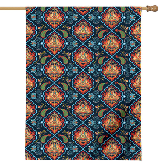 Indian Floral Paisley Pattern Print House Flag