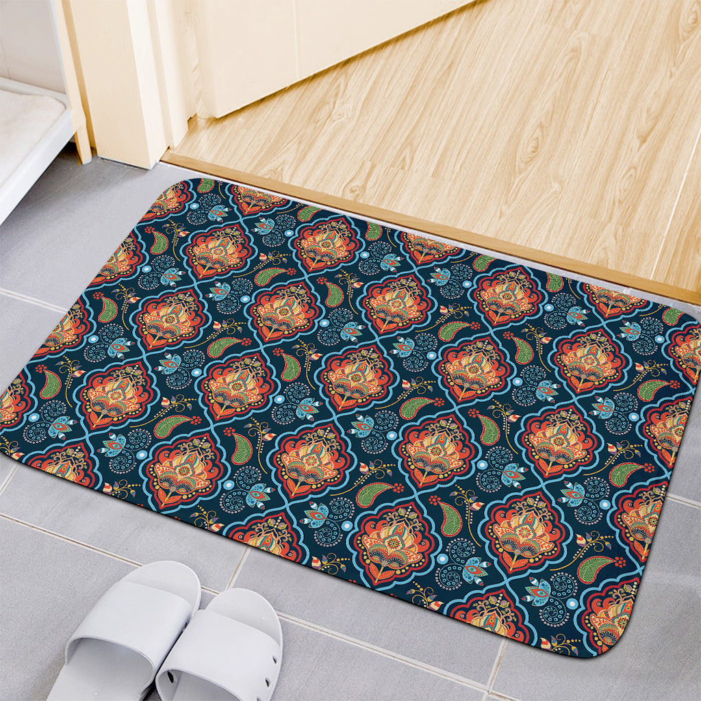 Indian Floral Paisley Pattern Print Indoor Door Mat