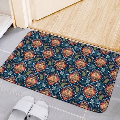 Indian Floral Paisley Pattern Print Indoor Door Mat