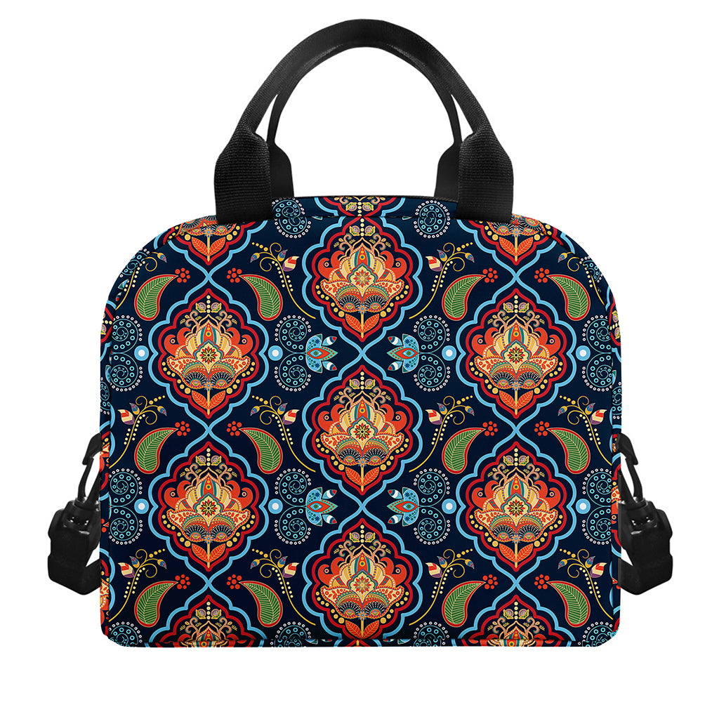 Indian Floral Paisley Pattern Print Insulated Lunch Bag