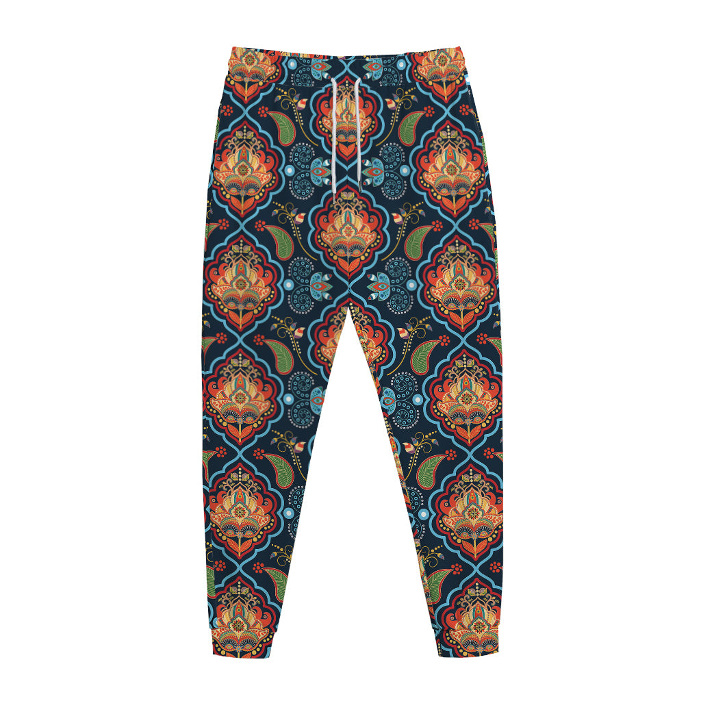 Indian Floral Paisley Pattern Print Jogger Pants