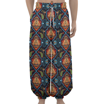 Indian Floral Paisley Pattern Print Lantern Pants