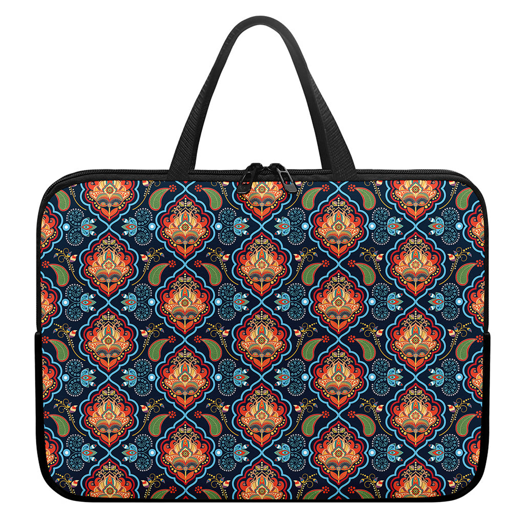 Indian Floral Paisley Pattern Print Laptop Sleeve With Handle