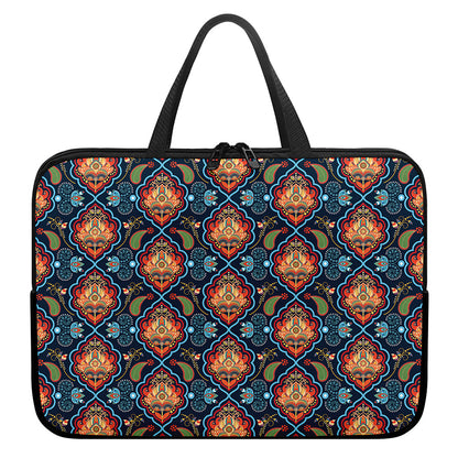 Indian Floral Paisley Pattern Print Laptop Sleeve With Handle