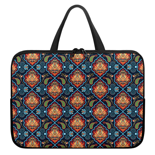 Indian Floral Paisley Pattern Print Laptop Sleeve With Handle