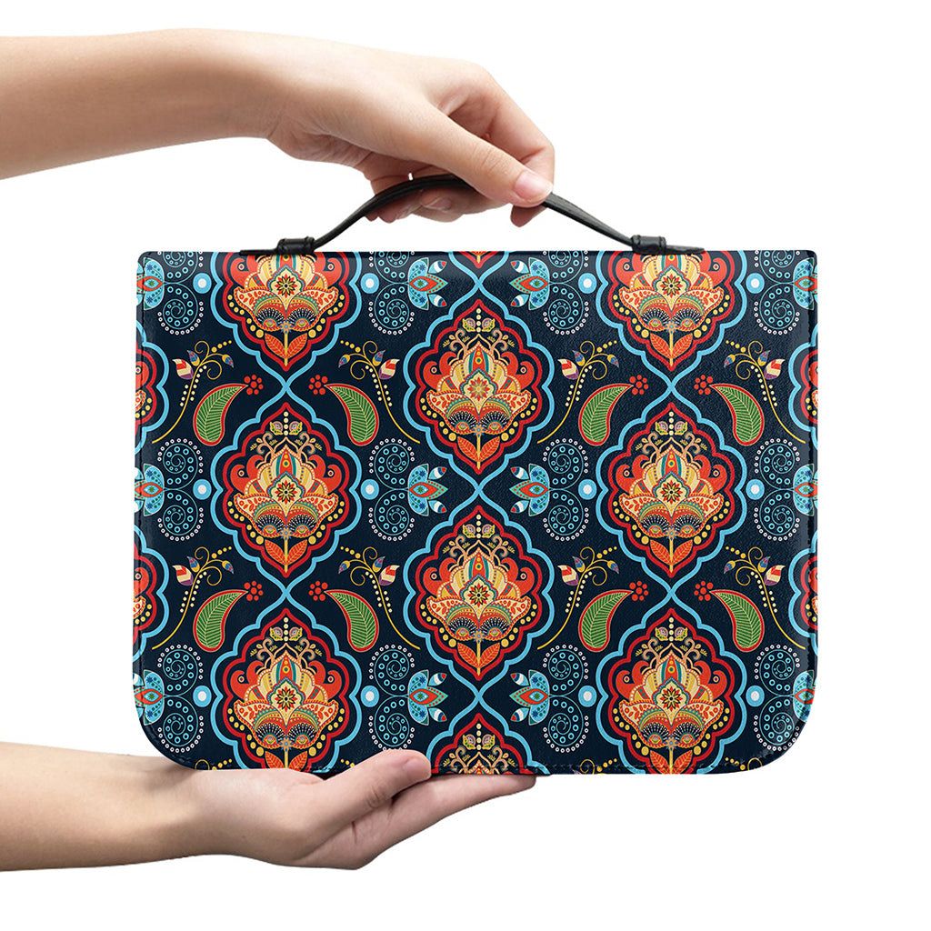 Indian Floral Paisley Pattern Print Leather Bible Cover