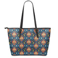 Indian Floral Paisley Pattern Print Leather Tote Bag With Zipper