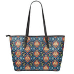 Indian Floral Paisley Pattern Print Leather Tote Bag