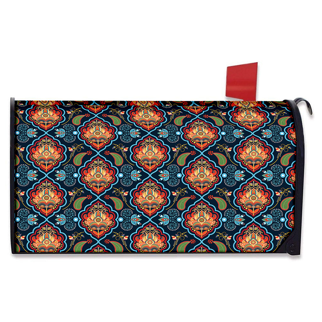 Indian Floral Paisley Pattern Print Mailbox Cover