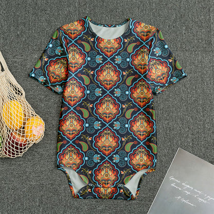 Indian Floral Paisley Pattern Print Men's Bodysuit