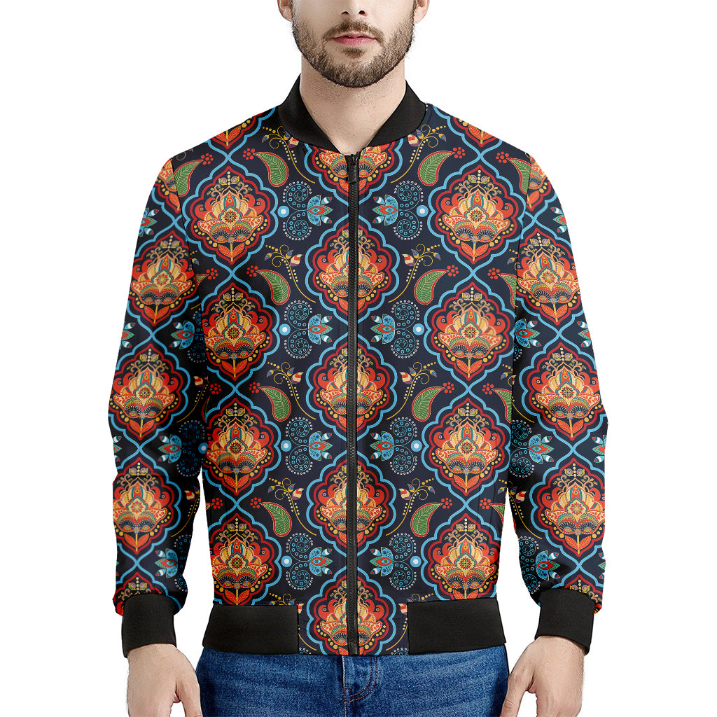 Indian Floral Paisley Pattern Print Men's Bomber Jacket