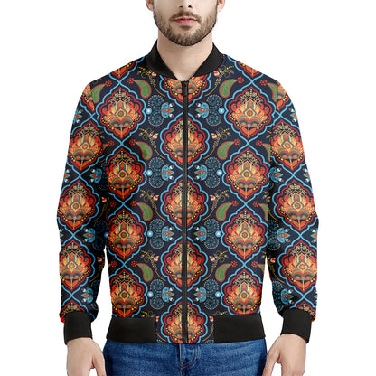 Indian Floral Paisley Pattern Print Men's Bomber Jacket