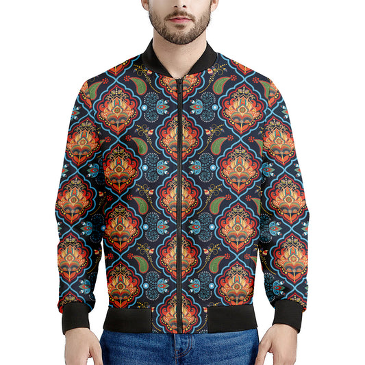 Indian Floral Paisley Pattern Print Men's Bomber Jacket