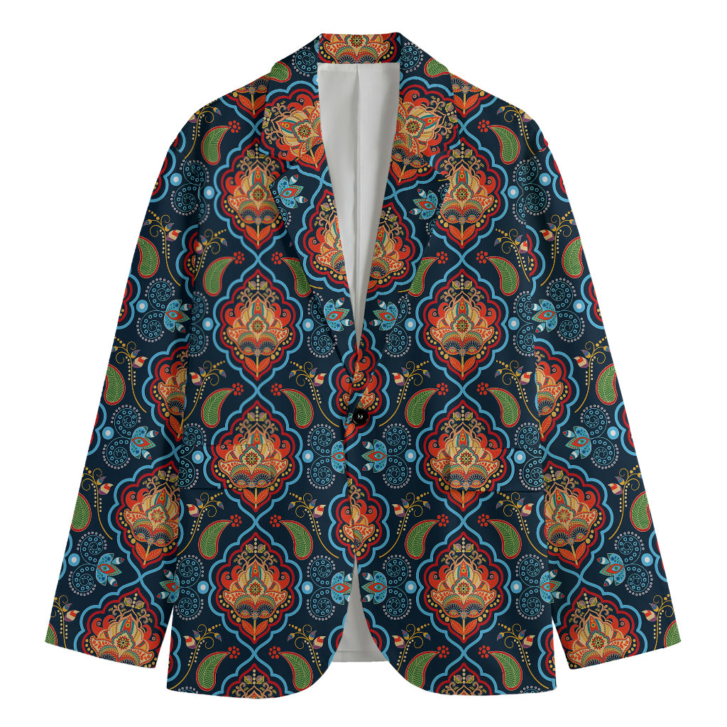 Indian Floral Paisley Pattern Print Men's Cotton Blazer