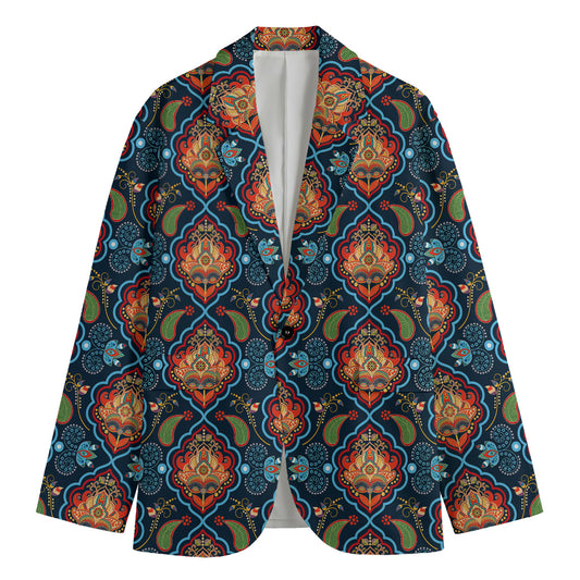 Indian Floral Paisley Pattern Print Men's Cotton Blazer