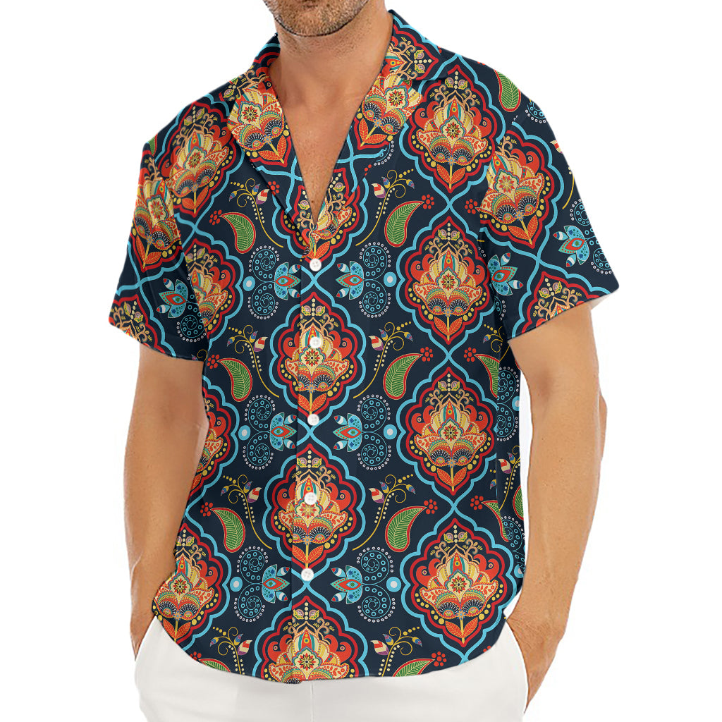 Indian Floral Paisley Pattern Print Men's Deep V-Neck Shirt