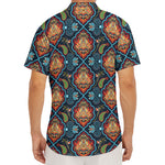 Indian Floral Paisley Pattern Print Men's Deep V-Neck Shirt