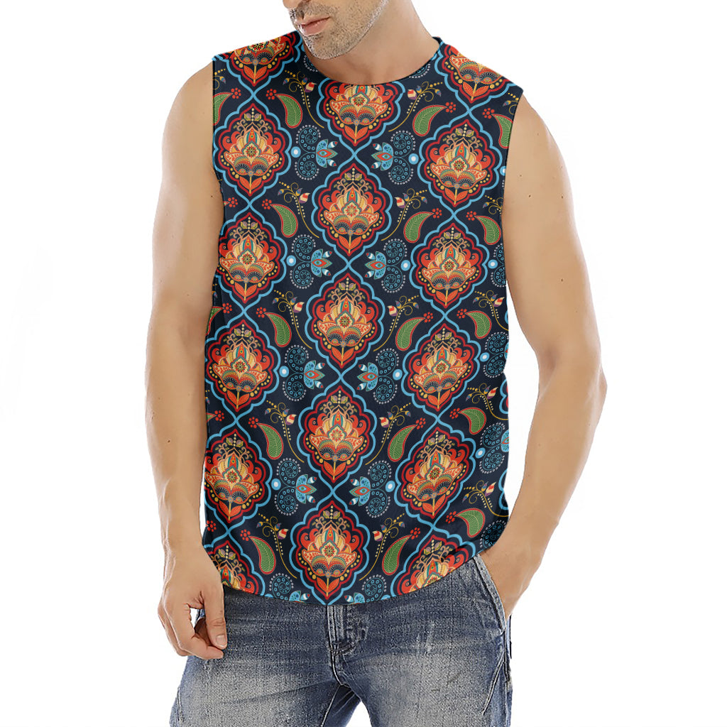 Indian Floral Paisley Pattern Print Men's Fitness Tank Top