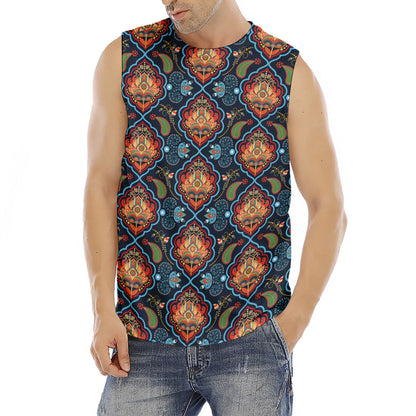 Indian Floral Paisley Pattern Print Men's Fitness Tank Top