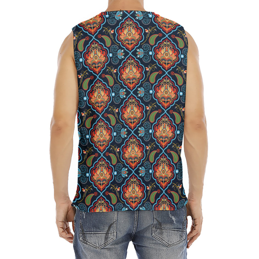 Indian Floral Paisley Pattern Print Men's Fitness Tank Top