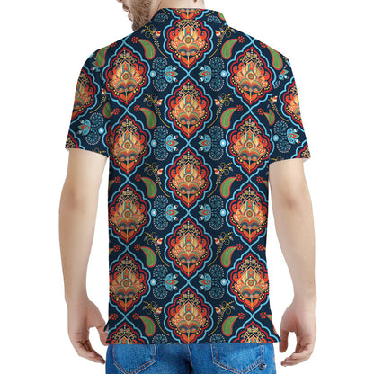 Indian Floral Paisley Pattern Print Men's Polo Shirt