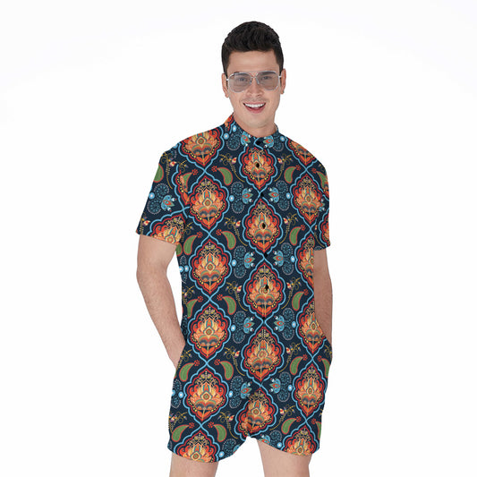 Indian Floral Paisley Pattern Print Men's Rompers