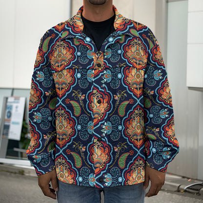 Indian Floral Paisley Pattern Print Men's Shirt Jacket