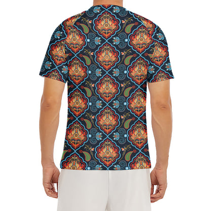 Indian Floral Paisley Pattern Print Men's Short Sleeve Rash Guard