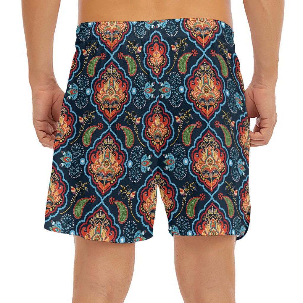 Indian Floral Paisley Pattern Print Men's Split Running Shorts