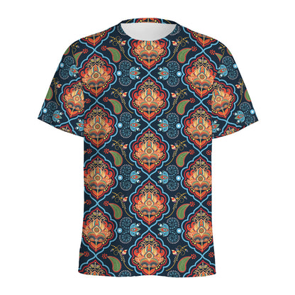 Indian Floral Paisley Pattern Print Men's Sports T-Shirt