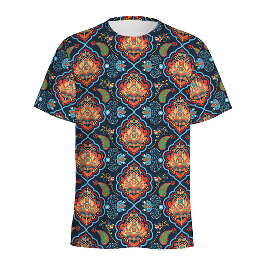Indian Floral Paisley Pattern Print Men's Sports T-Shirt