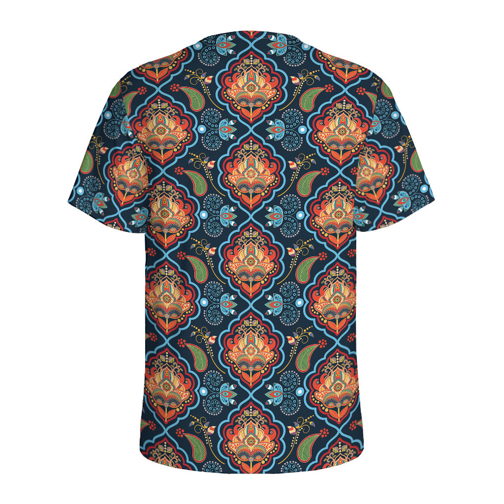 Indian Floral Paisley Pattern Print Men's Sports T-Shirt
