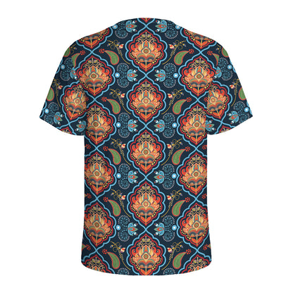 Indian Floral Paisley Pattern Print Men's Sports T-Shirt