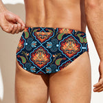 Indian Floral Paisley Pattern Print Men's Swim Briefs