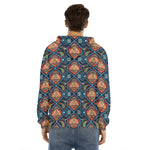 Indian Floral Paisley Pattern Print Men's Velvet Pullover Hoodie