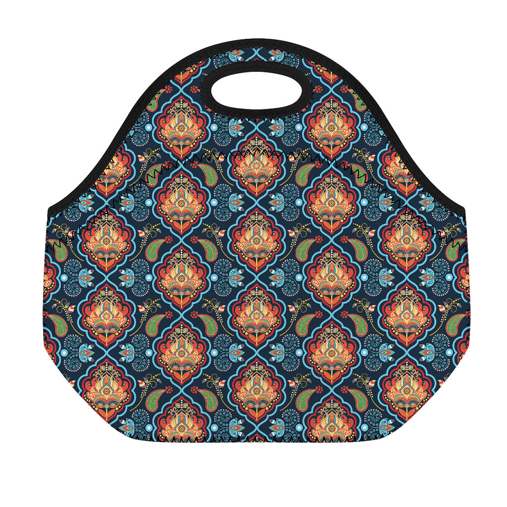 Indian Floral Paisley Pattern Print Neoprene Lunch Bag