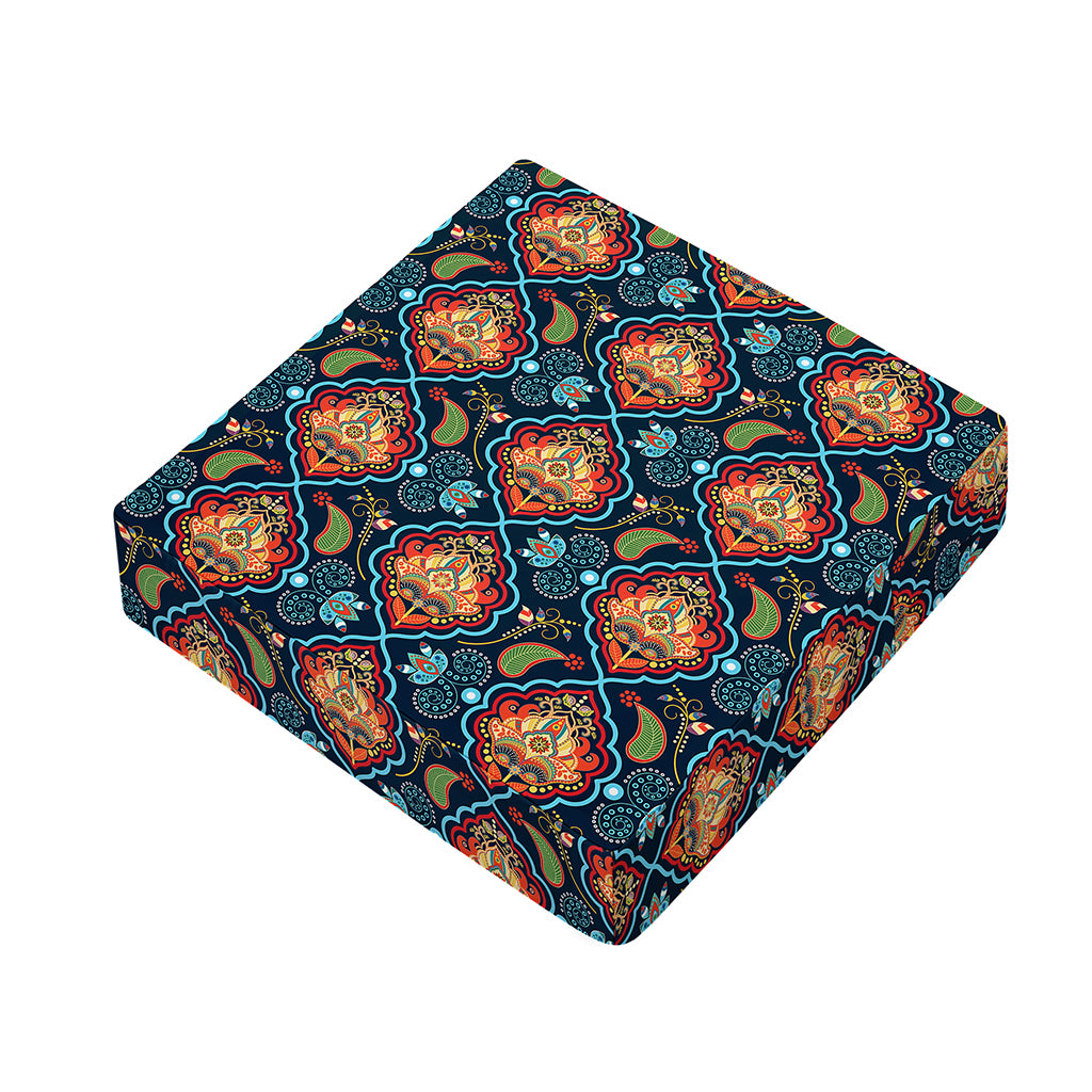 Indian Floral Paisley Pattern Print Outdoor Seat Cushion Cover