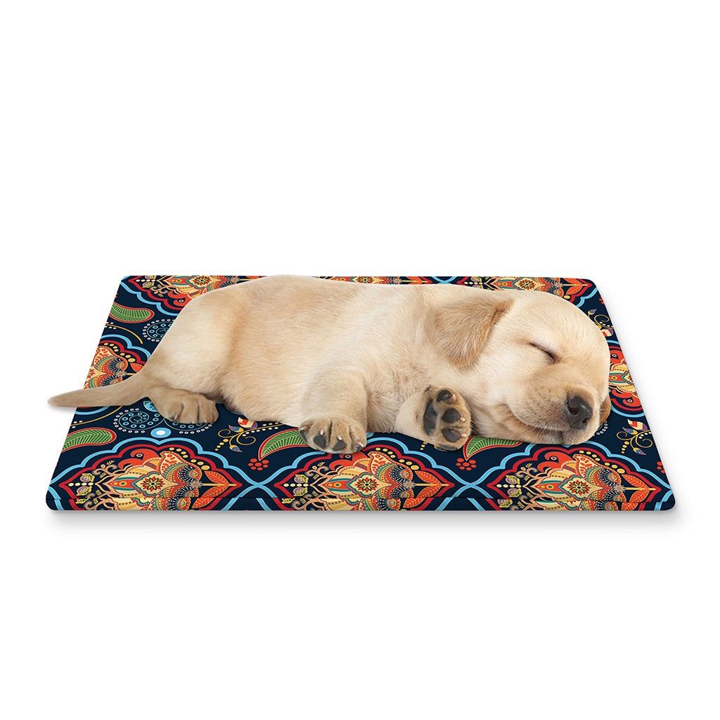 Indian Floral Paisley Pattern Print Pet Cooling Mat Cover